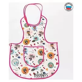 Фартук-нагрудник, арт. 0070, с рисунком "Совы"