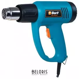 Фен технический, 2000 Вт, 350-550 градусов, 300-500 л/мин, 4 насадки, BORT BHG-2005N-K