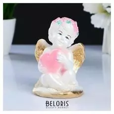 Фигура "Ангел с серцем" бело-золотой, 12х9х6,5см