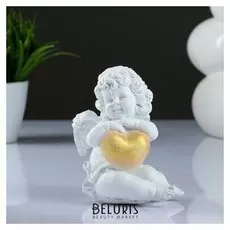 Фигура "Ангелочек с сердцем сидит" 14х13х10см