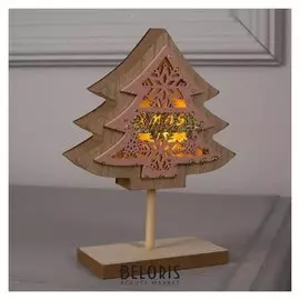 Фигура дерев. "Елка новогодняя", 16 см, Lr44 (В компл.), т/белый