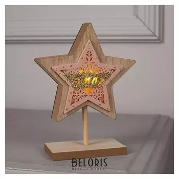 Фигура дерев. "Звезда", 16 см, Lr44 (В компл.), т/белый