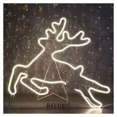 Фигура из неона "Олень летящий", 70х70 см, 4 метра, 480 Led, 220v, т/белый