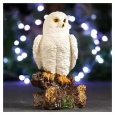 Фигура "Сова на коряге белая" 9х8х16см