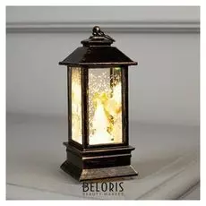 Фигура свет. "Ангел в бронзовом фонарике" 12.5х5.5х5.5 см, 1 Led, блестки, т/белый