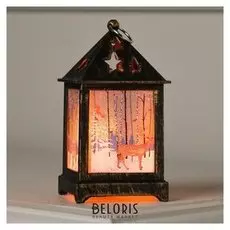 Фигура светодиодная "Фонарь цвет бронза, олень в лесу", 1 Led, 13х6х6 см, 3хlr44, т/белый