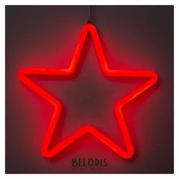 Фигура светодиодная "Звезда красная" 28х28х2 см, фиксинг, 220 В, красный