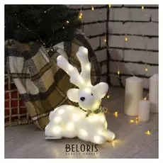 Фигура световая "Белый олень", 25 Led, 20х25х12 см, фиксинг, от батар. (Не в компл)