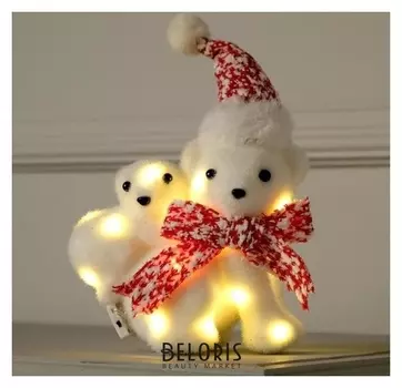 Фигура световая "Медведь с медвежонком", 22led, 20х17х9 см, фиксинг, от батар., т/белый