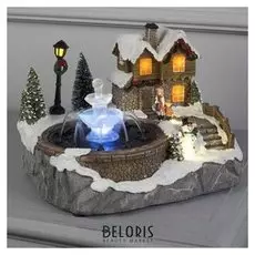 Фигура световая "Новогодний фонтан с водой" 18х23 см, 6 Led, аа*3 (Не в компл), т/белый
