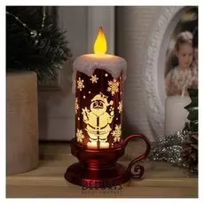 Фигура световая "Свеча Дед мороз", 15х7х9 см, от бат. 3хlr44, пламя моргает, т/белый