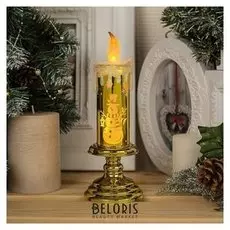 Фигура световая "Свеча снеговик", 20х7х7 см, от батареек 2*ааа, т/белый