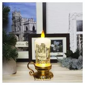 Фигура световая "Свеча золотая", 15х7х7 см, от батареек 3xlr44, пламя моргает, RGB