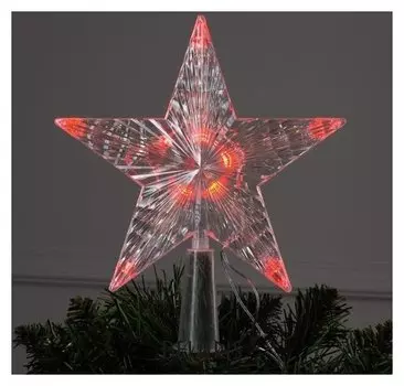 Фигура "Звезда красная ёлочная" 16х16 см, пластик, 10 Led, 2 м провод, 240v красный
