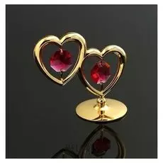 Фигурка "Два сердца" с 2 красными хрусталиками