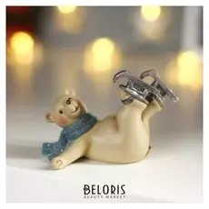 Фигурка "Мишка на коньках лежит" 9,5x6,5x6 см