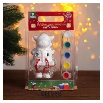 Фигурка под роспись со светом «Олень», краска 5 цв по 2 мл, кисть