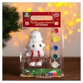 Фигурка под роспись со светом «Снеговичок», краска 5 цв по 2 мл, кисть