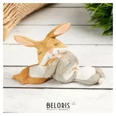 Фигурка полистоун "Зайки сладкая парочка" 8.5х4х5 см