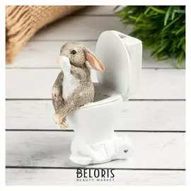 Фигурка полистоун "Заяц на унитазе" 5.5х4х7 CM