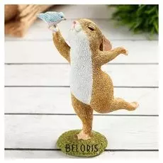 Фигурка полистоун "Заяц с птичкой" 6.5х3.5х9.5 CM