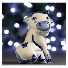 Фигурка "Символ года: бурёнка" 10см, кобальт