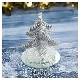 Фигурка стекло D-7,5 см елочка кудрявая серебро