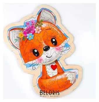 Фигурный пазл в рамке "Милая лисичка"