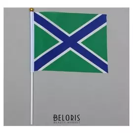 Флаг морские пограничные войска, 14х21 см, шток (28 см), полиэстер