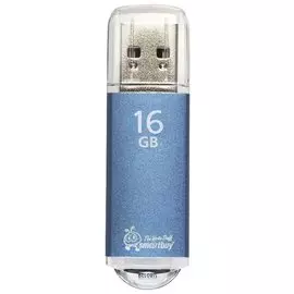 Флэш-диск 16 GB, SMARTBUY V-Cut, USB 2.0, металлический корпус, синий