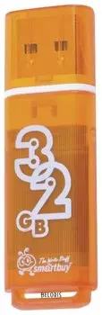 Флэш-диск 32 GB, SMARTBUY Glossy, USB 2.0, оранжевый