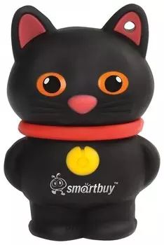 Флэш-диск сувенирный 16 GB, SMARTBUY Wild "Котенок", USB 2.0, черный