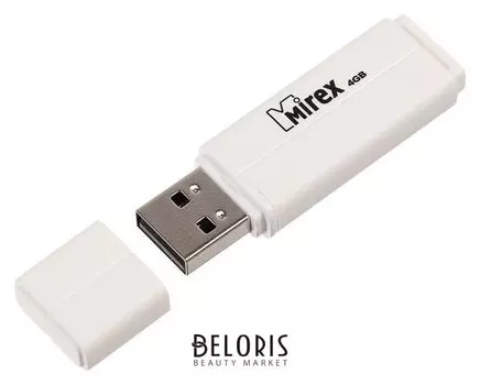 Флешка Mirex Line White, 4 Гб, Usb2.0, чт до 25 мб/с, зап до 15 мб/с, белая