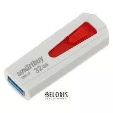 Флешка Smartbuy Iron White/red, 32 Гб, Usb3.0, чт до 140 мб/с, зап до 40 мб/с, бело-красная