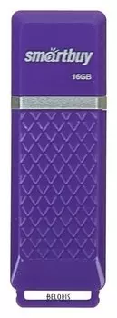 Флешка Smartbuy Quartz, 16 Гб, Usb2.0, чт до 25 мб/с, зап до 15 мб/с, фиолетовая