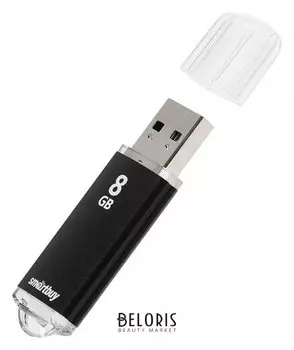 Флешка Smartbuy V-cut, 8 Гб, Usb2.0, чт до 25 мб/с, зап до 15 мб/с, чёрная