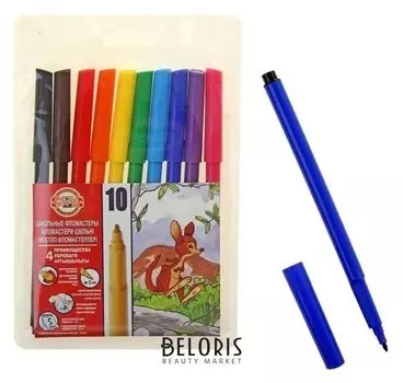 Фломастеры 10 цветов Звери