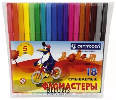 Фломастеры 18 цветов Пингвины