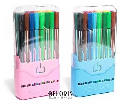 Фломастеры 24 цвета в пластиковом пенале "Полоски"