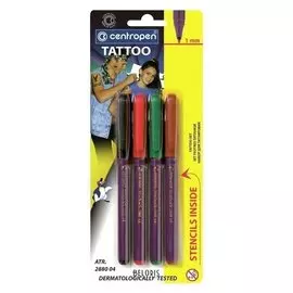 Фломастеры 4 цвета Tetovaci, 16 трафаретов