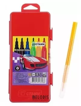 Фломастеры Автомобили, 6 цветов