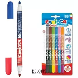 Фломастеры двухсторонние 6 штук (12 цветов) "Bi-color"