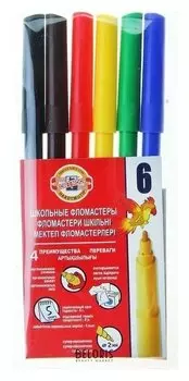 Фломастеры трехгранные 6 цветов "Звери"