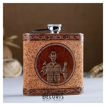 Фляжка "Рыбак" 180 мл, металл, береста
