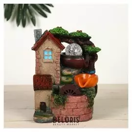 Фонтан "Домик для гномиков" 9,5х13х20 см (С подсветкой)