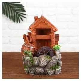 Фонтан "Домик на камнях" 28 см (С подсветкой)