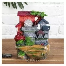 Фонтан "Домики и кувшин" 16*17*25 см (С подсветкой)