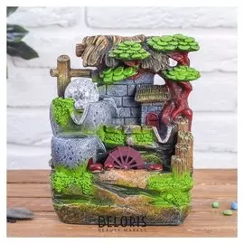 Фонтан "Два ручья у домика" 12х20х26 см (С подсветкой)