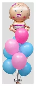 Фонтан из шаров "Доченька", латекс, фольга, 10 шт.