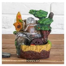 Фонтан "Кадка под деревом" 10*14*19 см (С подсветкой)